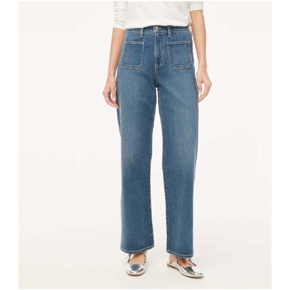 J.Crew Factory Curvy Full Length Wide Leg Jean in All-Day Stretch Size 30